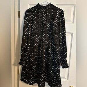 LOFT size 14 Black and White Polka Dot Dress